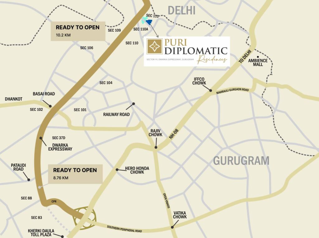 Puri diplomatic residences location map